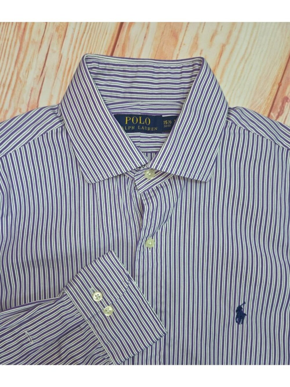 Polo Ralph Lauren Mens Purple Striped Dress Shirt 15.5-32/33